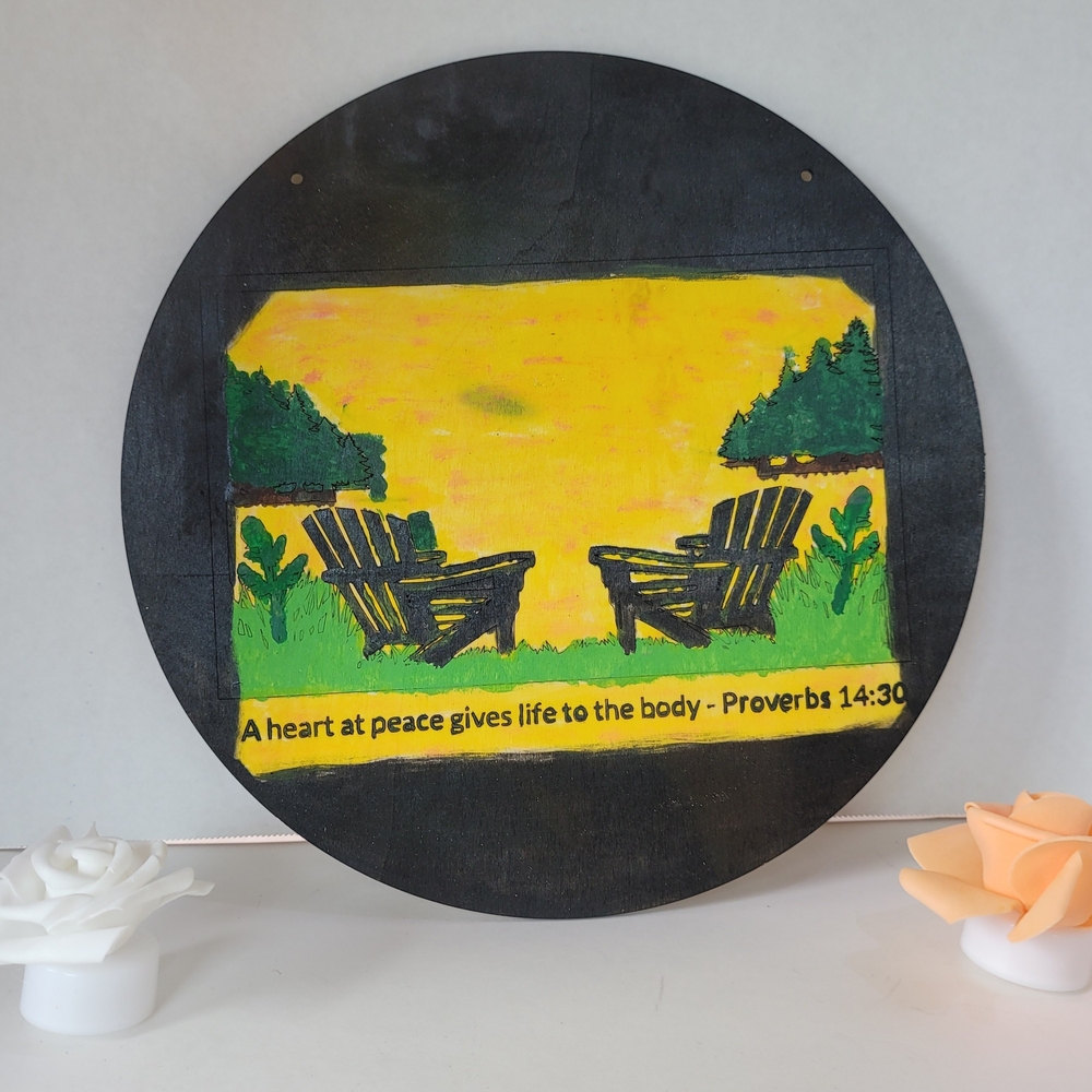 Handmade Round Wall Art with Inspirational Quote